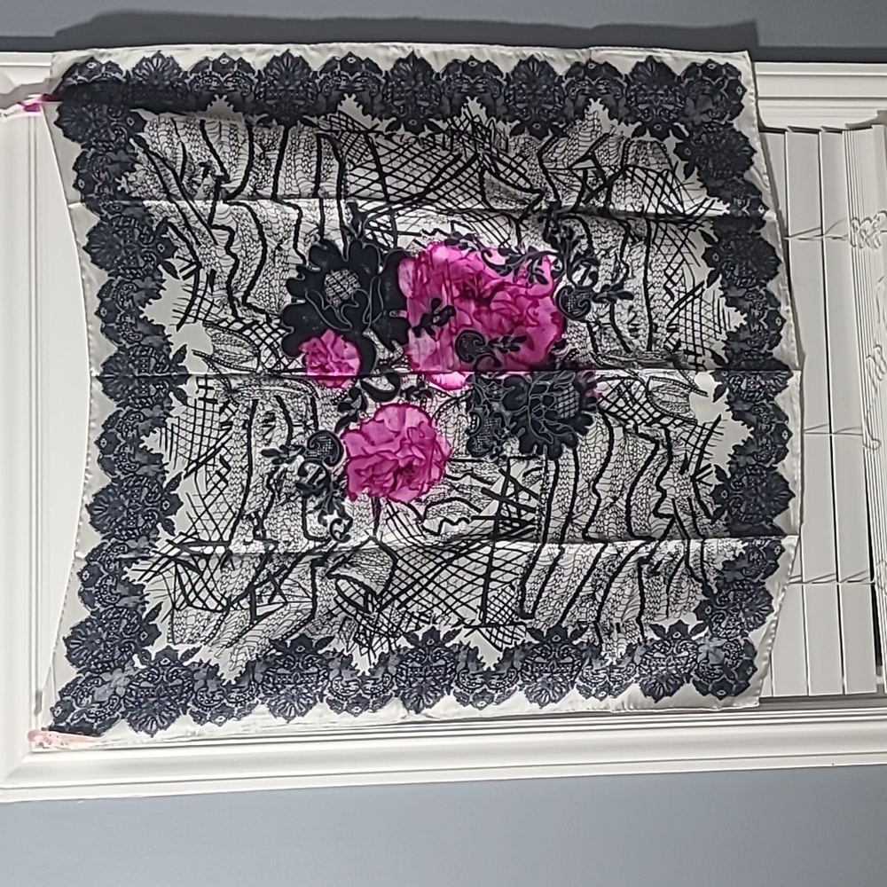 CHRISTIAN LACROIX SCARF SILK pink and black scarf